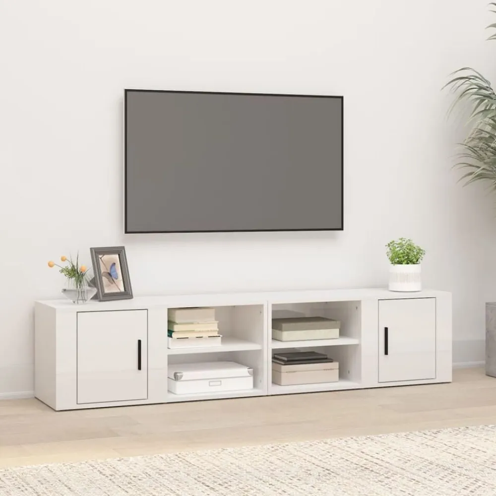 vidaXL Muebles Tv-Muebles para TV 2 uds madera blanco brillo 80x31,5x36 cm