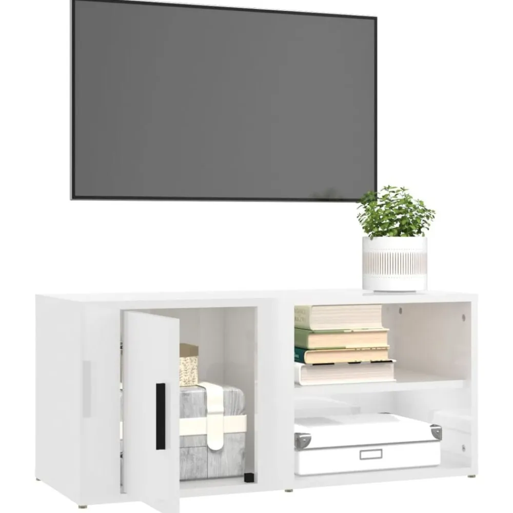 vidaXL Muebles Tv-Muebles para TV 2 uds madera blanco brillo 80x31,5x36 cm