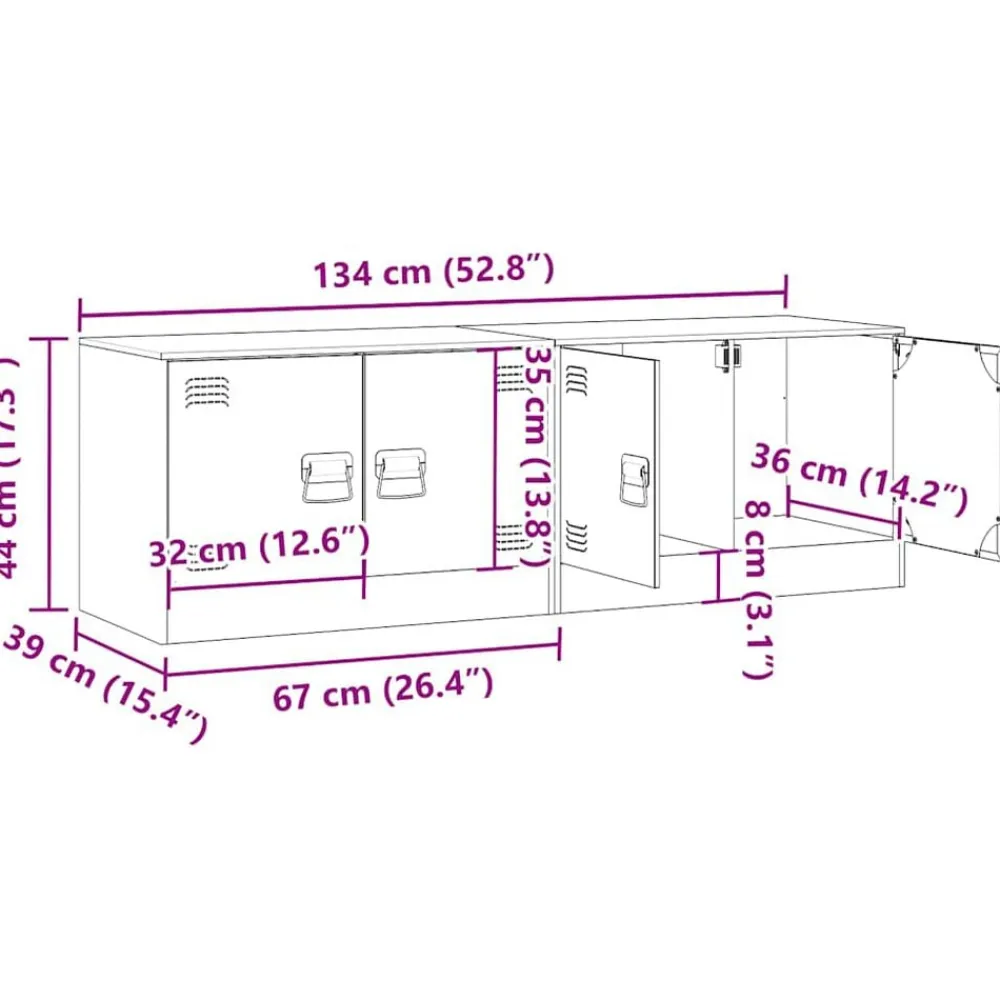 vidaXL Muebles Tv-Muebles para TV 2 unidades acero 67x39x44 cm