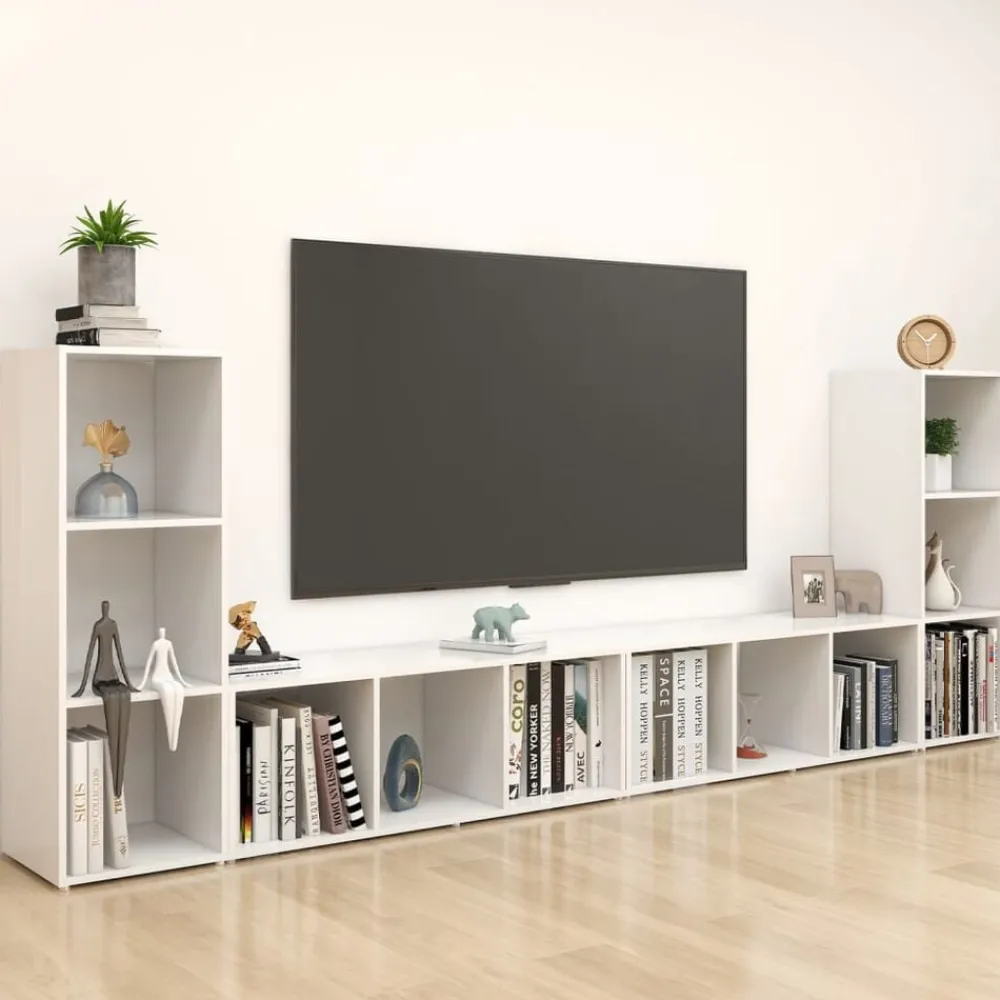 vidaXL Muebles Tv-Muebles para TV 4 uds madera contrachapada 107x35x37 cm