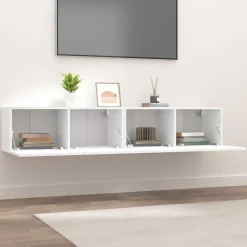 vidaXL Muebles para TV 2 uds madera de ingeniería 80x30x30 cm Blanco New