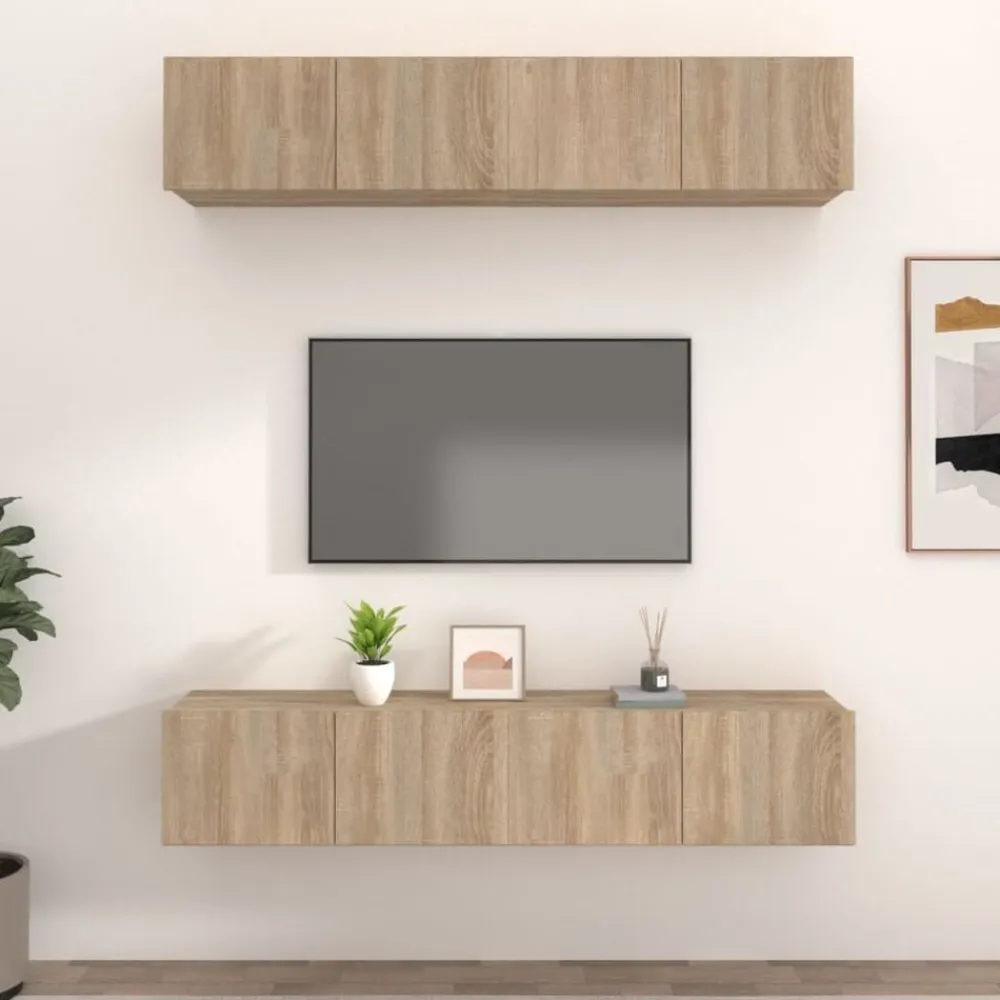 vidaXL Muebles TV 4 uds madera contrachapada 80x30x30 cm Roble Sonoma Hot