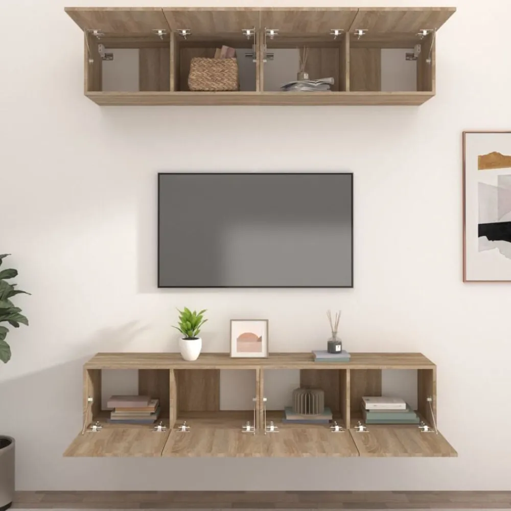 vidaXL Muebles TV 4 uds madera contrachapada 80x30x30 cm Roble Sonoma Hot