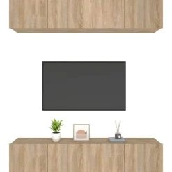vidaXL Muebles TV 4 uds madera contrachapada 80x30x30 cm Roble Sonoma Hot