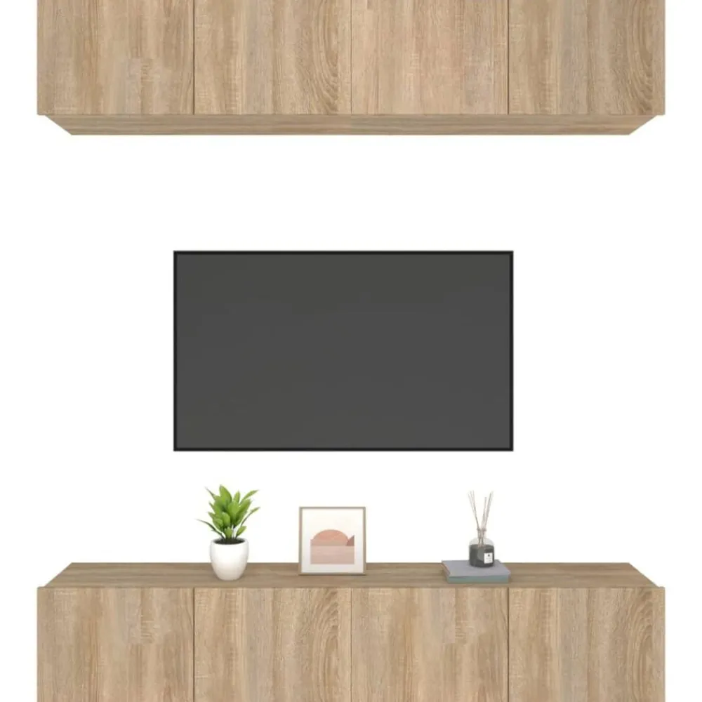 vidaXL Muebles TV 4 uds madera contrachapada 80x30x30 cm Roble Sonoma Hot