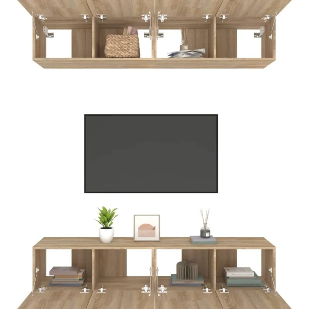 vidaXL Muebles TV 4 uds madera contrachapada 80x30x30 cm Roble Sonoma Hot