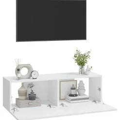 vidaXL Muebles Tv-Muebles TV de pared 2 uds madera ingeniería 100x30x30 cm