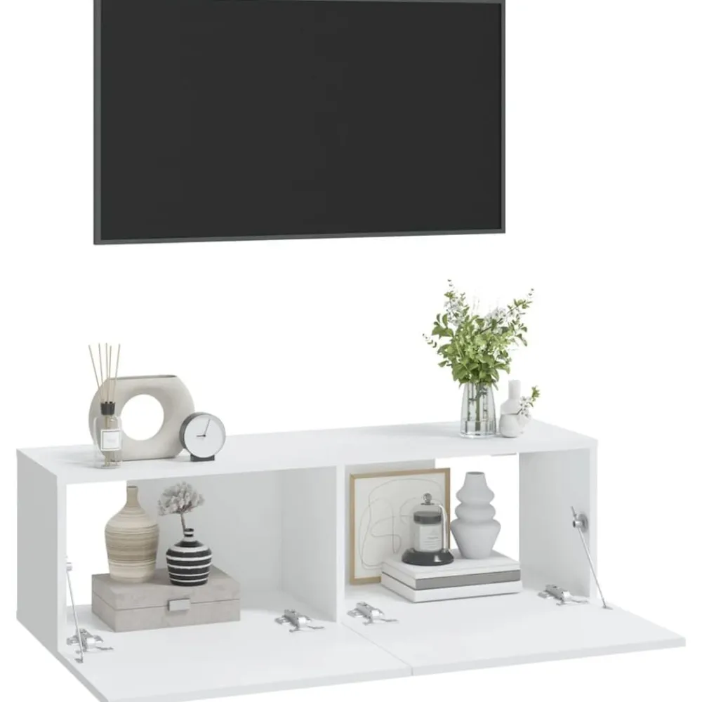 vidaXL Muebles Tv-Muebles TV de pared 2 uds madera ingeniería 100x30x30 cm