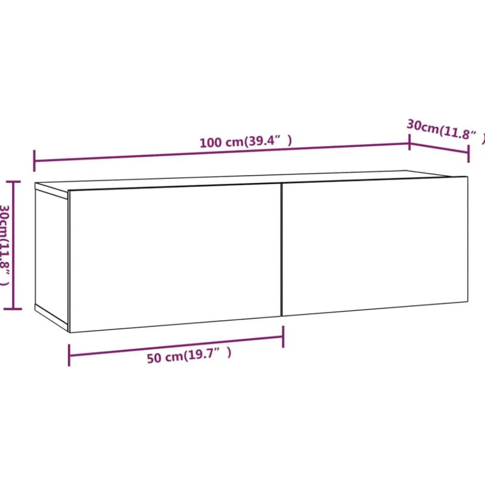vidaXL Muebles Tv-Muebles TV de pared 2 uds madera ingeniería 100x30x30 cm