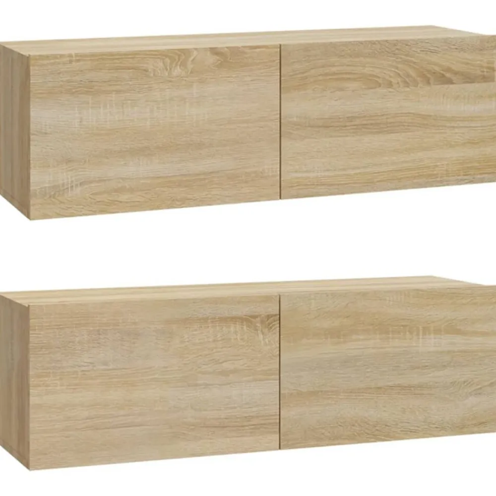 vidaXL Muebles Tv-Muebles TV de pared 2 uds madera ingeniería roble 100x30x30 cm