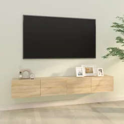 vidaXL Muebles Tv-Muebles TV de pared 2 uds madera ingeniería roble 100x30x30 cm