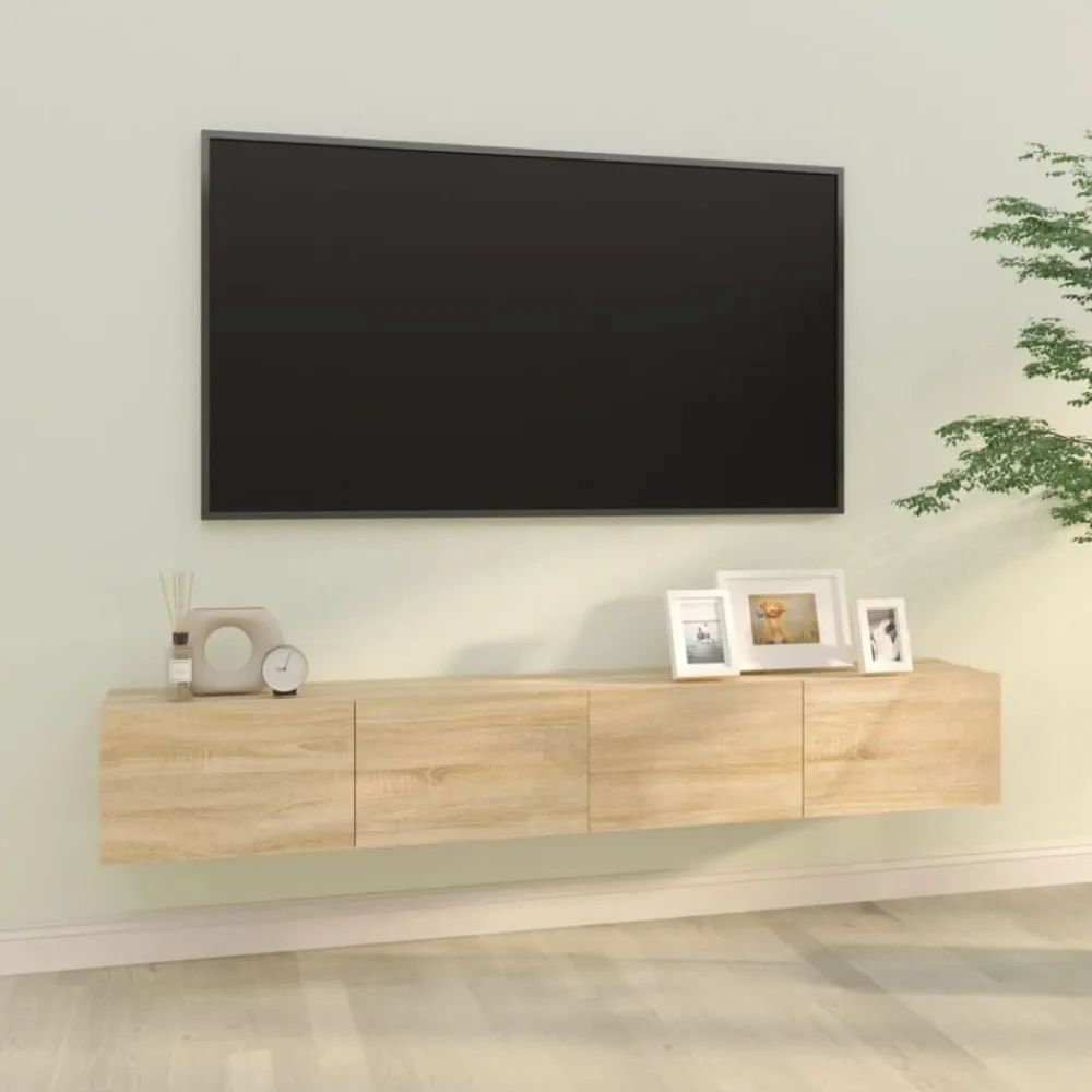 vidaXL Muebles Tv-Muebles TV de pared 2 uds madera ingeniería roble 100x30x30 cm