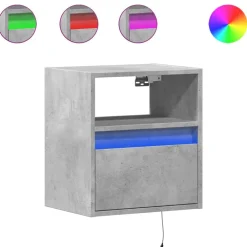 vidaXL Muebles TV de pared luces LED 2 uds gris hormigón 41x31x45 cm Gris hormigón Sale