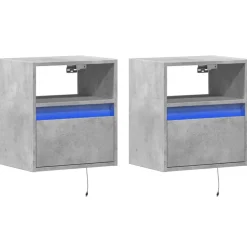vidaXL Muebles TV de pared luces LED 2 uds gris hormigón 41x31x45 cm Gris hormigón Sale