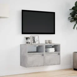 vidaXL Muebles TV de pared luces LED 2 uds gris hormigón 41x31x45 cm Gris hormigón Sale