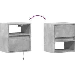 vidaXL Muebles TV de pared luces LED 2 uds gris hormigón 41x31x45 cm Gris hormigón Sale