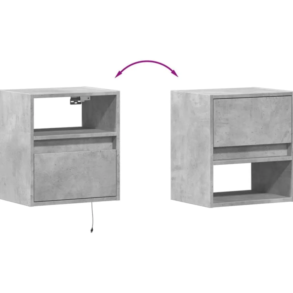 vidaXL Muebles TV de pared luces LED 2 uds gris hormigón 41x31x45 cm Gris hormigón Sale