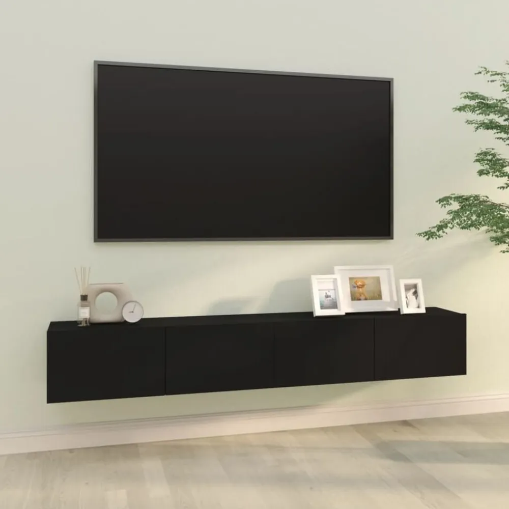 vidaXL Muebles TV pared 2 uds madera contrachapada 100x30x30 cm Negro Online