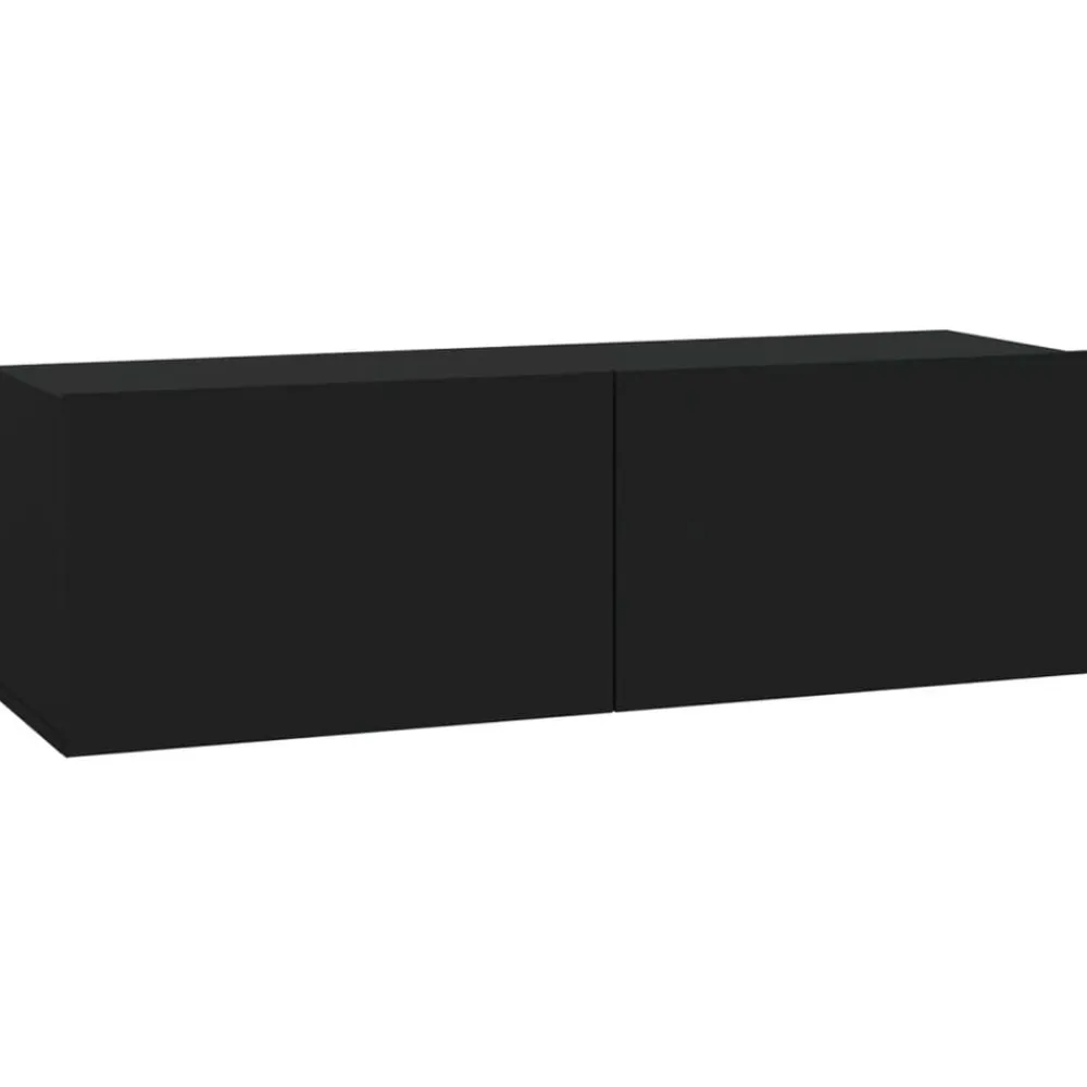 vidaXL Muebles TV pared 2 uds madera contrachapada 100x30x30 cm Negro Online