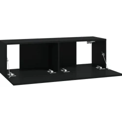 vidaXL Muebles TV pared 2 uds madera contrachapada 100x30x30 cm Negro Online