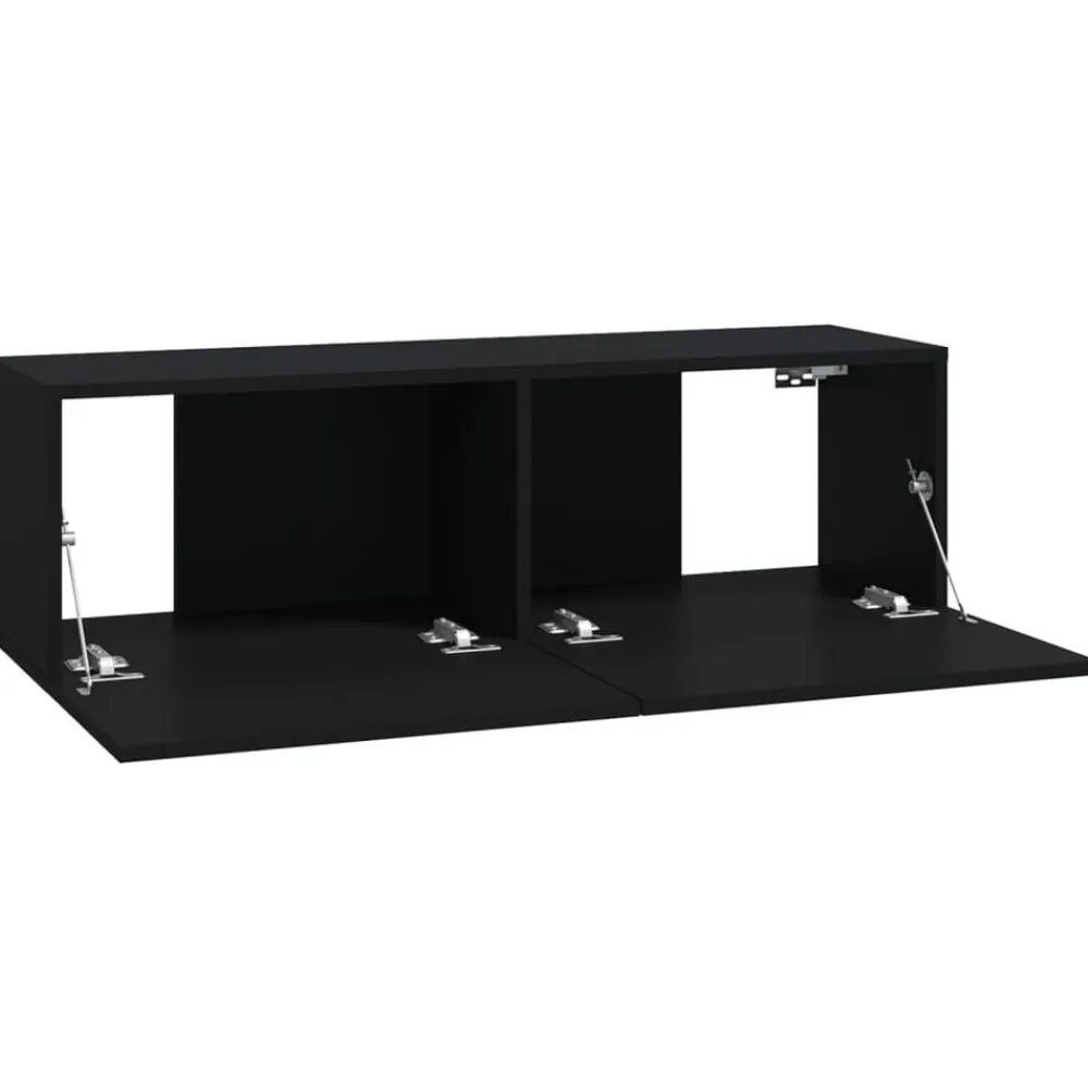 vidaXL Muebles TV pared 2 uds madera contrachapada 100x30x30 cm Negro Online