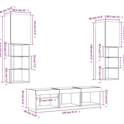 vidaXL Muebles TV pared con LED 5 pzas madera ingeniería Roble Sonoma Online