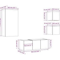 vidaXL Muebles Tv-Muebles TV pared con LED 5 pzas madera ingeniería