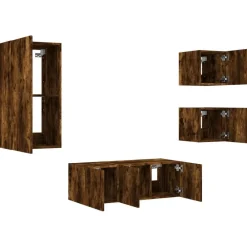 vidaXL Muebles Tv-Muebles TV pared con LED 5 pzas madera ingeniería