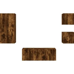 vidaXL Muebles Tv-Muebles TV pared con LED 5 pzas madera ingeniería