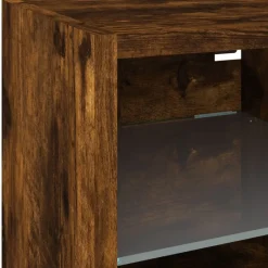 vidaXL Muebles TV pared con LED 8 pzas madera ingeniería Roble ahumado Discount
