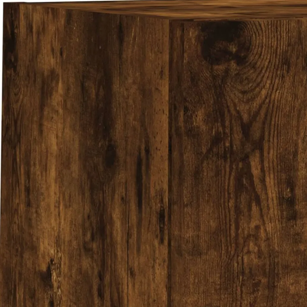 vidaXL Muebles TV pared con LED 8 pzas madera ingeniería Roble ahumado Discount
