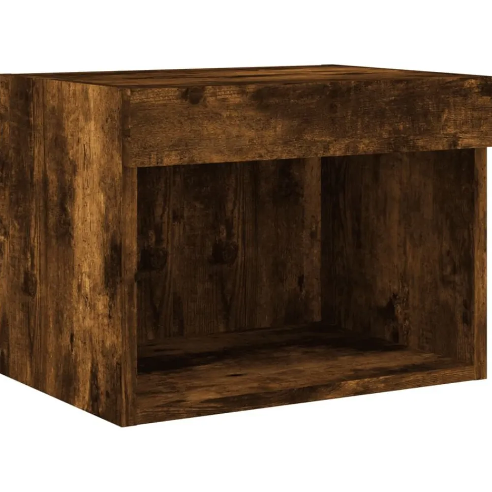 vidaXL Muebles TV pared con LED 8 pzas madera ingeniería Roble ahumado Discount