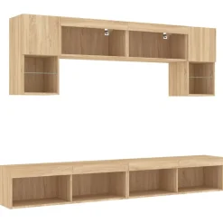 vidaXL Muebles TV pared con LED 6 pzas madera ingeniería Roble Sonoma Sale