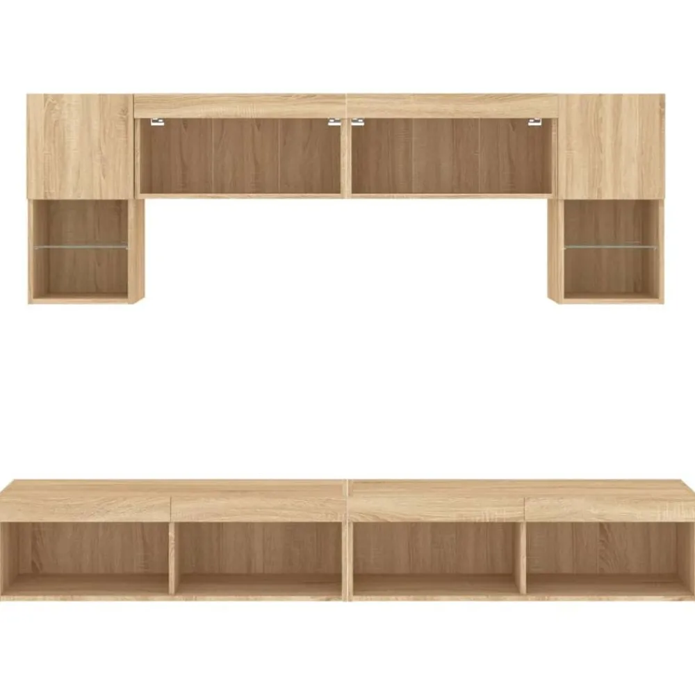 vidaXL Muebles TV pared con LED 6 pzas madera ingeniería Roble Sonoma Sale