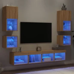 vidaXL Muebles Tv-Muebles TV pared con LED 8 pzas madera ingeniería