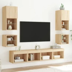 vidaXL Muebles Tv-Muebles TV pared con LED 8 pzas madera ingeniería