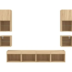 vidaXL Muebles Tv-Muebles TV pared con LED 8 pzas madera ingeniería
