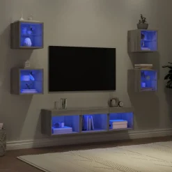 vidaXL Muebles Tv-Muebles TV pared con LED 7 pzas madera ingeniería