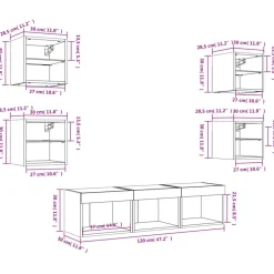 vidaXL Muebles Tv-Muebles TV pared con LED 7 pzas madera ingeniería