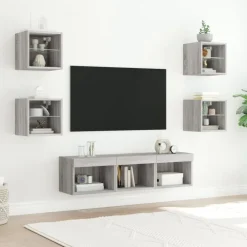 vidaXL Muebles Tv-Muebles TV pared con LED 7 pzas madera ingeniería