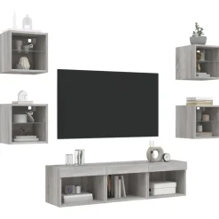 vidaXL Muebles Tv-Muebles TV pared con LED 7 pzas madera ingeniería