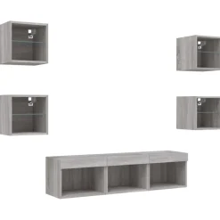 vidaXL Muebles Tv-Muebles TV pared con LED 7 pzas madera ingeniería