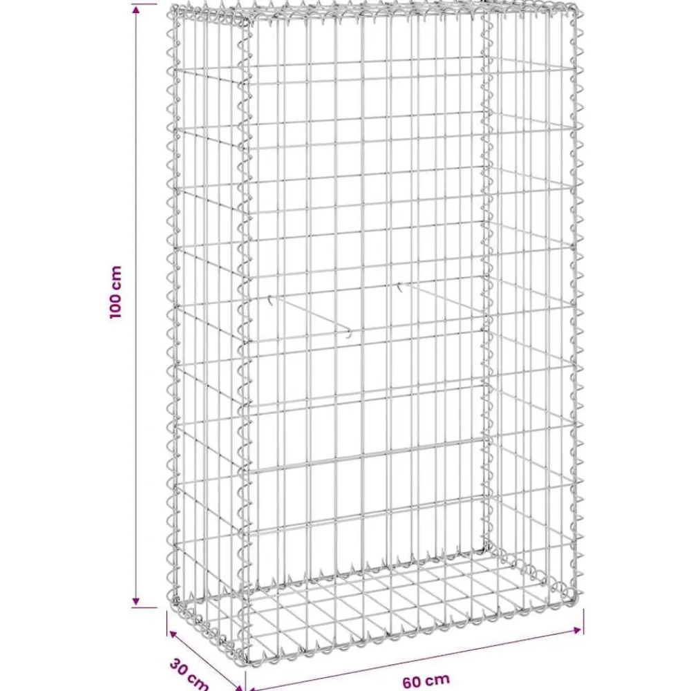 vidaXL Muro de gaviones con cubiertas acero galvanizado 60x30x100 cm Online