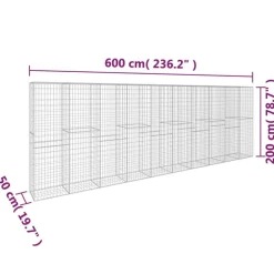 vidaXL Muro de gaviones con cubierta acero galvanizado 600x50x200 cm Best