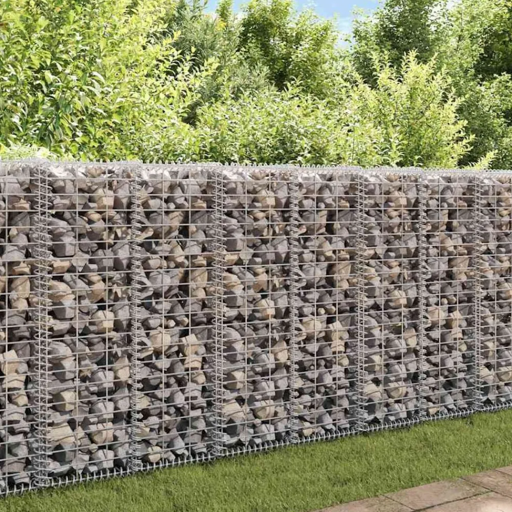 vidaXL Vallas De Jardín-Muro de gaviones con cubiertas acero galvanizado 20x20x100 cm