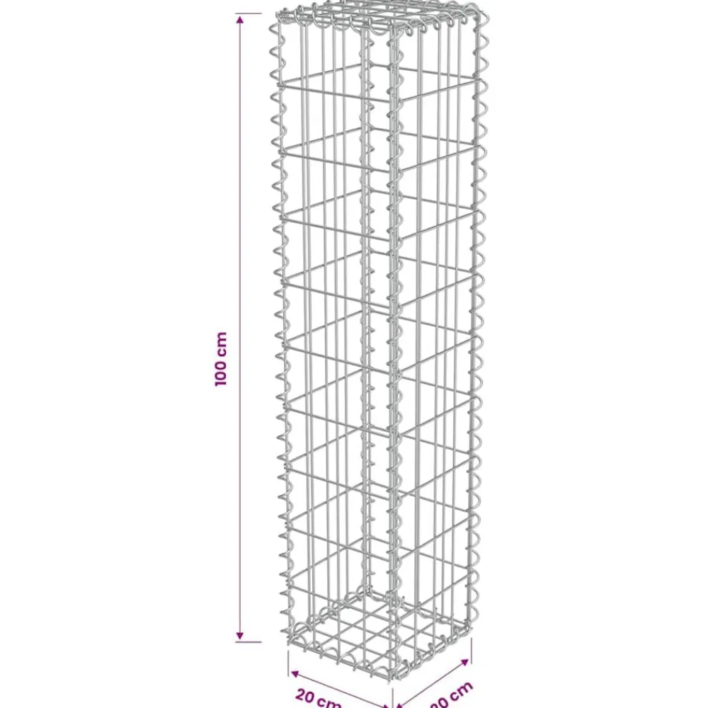 vidaXL Vallas De Jardín-Muro de gaviones con cubiertas acero galvanizado 20x20x100 cm