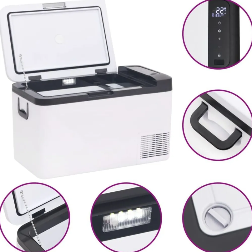 vidaXL Nevera con asa PP y PE negro y blanco 25 L Online