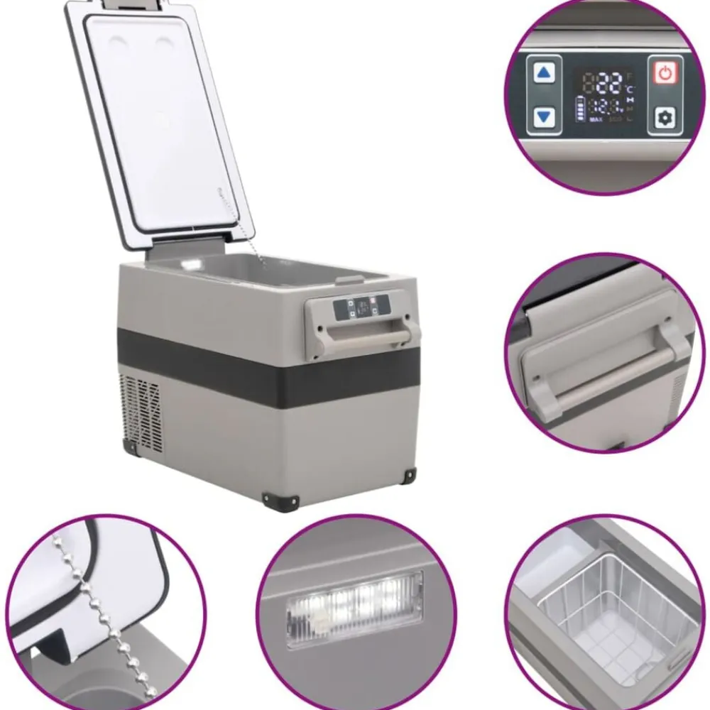 vidaXL Cocina Y Comedor-Nevera con asa PP y PE negro y gris 55 L