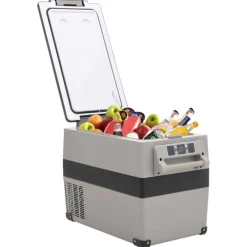 vidaXL Cocina Y Comedor-Nevera con asa y adaptador PP y PE negro y gris 55 L