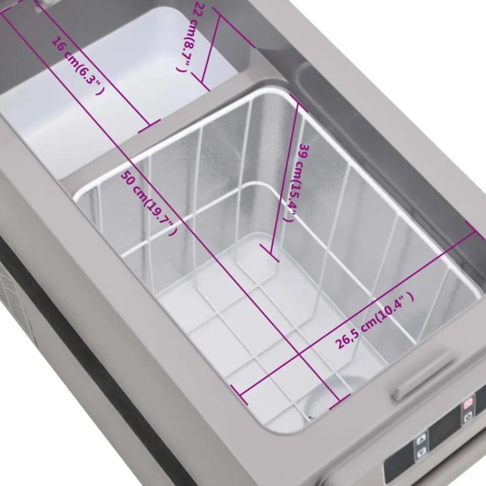 vidaXL Cocina Y Comedor-Nevera con asa y adaptador PP y PE negro y gris 55 L